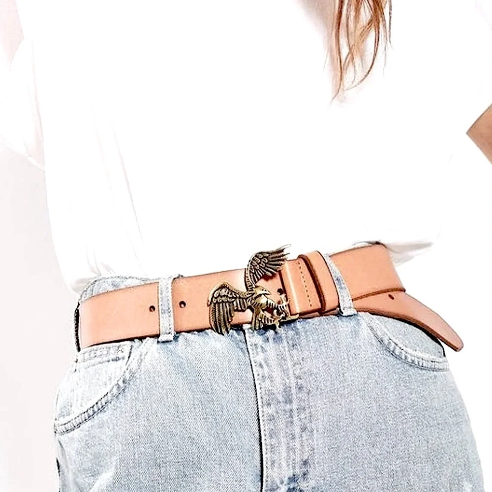Rare TOPSHOP Leather Belt With Eagle Buckle